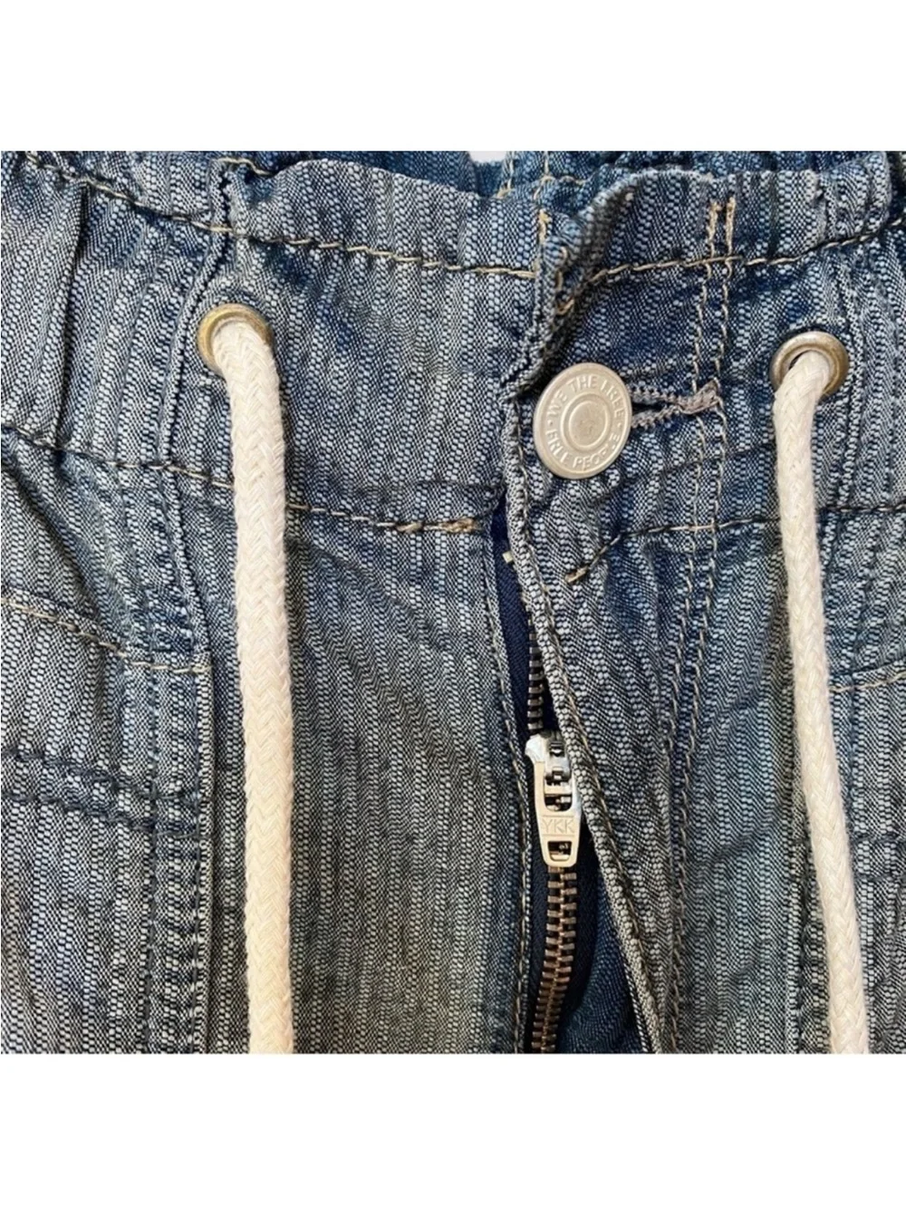 NWT Free People Wide-Leg Drawstring Jogger Jeans Blue Small